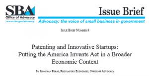 Patenting and Innovative Startups:  Putting the America Invents Act in a Broader  Economic Context