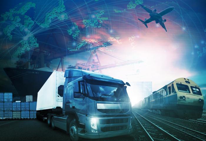 World trading with industries truck,trains,ship and air cargo