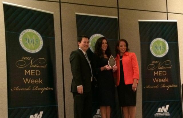 The award to Ideal System Solutions Inc. was accepted by CEO Elise Hernandez, who thanked the Minneapolis MBDA Business Center and the corporate supplier diversity programs of corporations such as Raytheon.