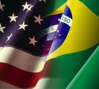 The flags of the United States and Brazil. 